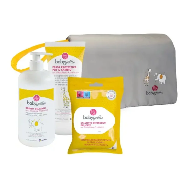 Babygella Trousse Prebiotic 1 Babygella Bagno 250 ml + 1 Babygella Salviette 15 Pezzi + 1 Babygella Pasta Protettiva 100 ml