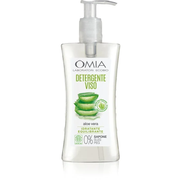 Omia Gel Detergente Viso Idratante ed Equilibrante Ecobio con Aloe Vera Pelle Normale o Mista 200 ml