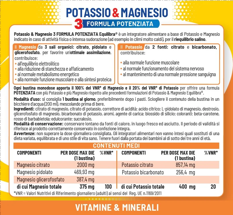 Potassio & Magnesio 3 20 Bustine Sali Minerali