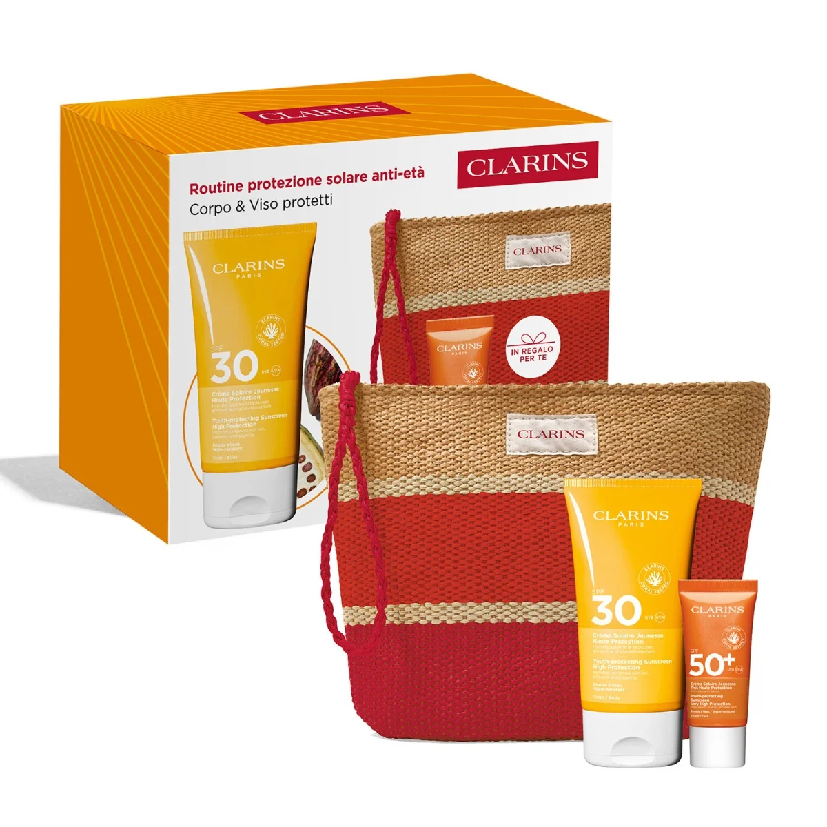 Clarins Set Solari Sun Body Cream SPF 30 150 ml + Sun Viso Cream 30 ml + Trousse