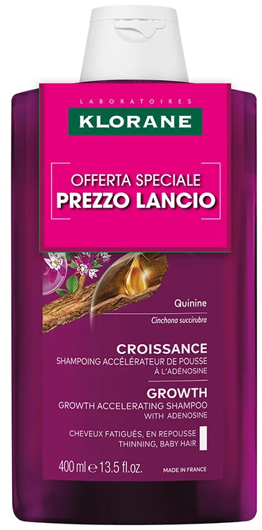 Klorane Shampoo Crescita con Chinina e Adenosina 400 ml Fortificante