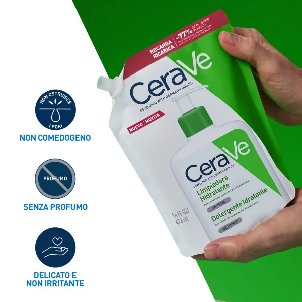 Cerave Refill Detergente Idratante 473 ml Ricarica Detergente Viso ad Uso Quotidiano