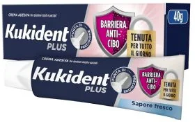 Kukident Plus Barriera Anti-Cibo Fresco 40 g Crema Adesiva Protesi Dentali