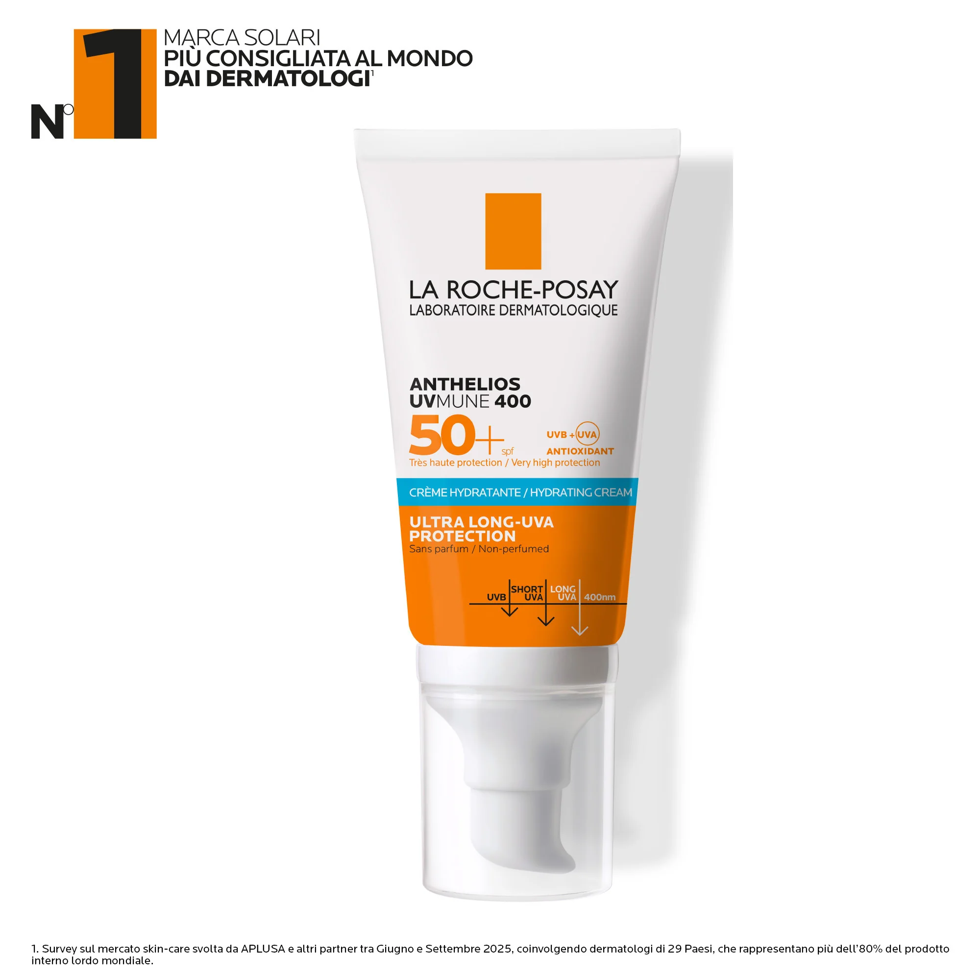 La Roche Posay Anthelios Uvmune 400 SPF 50+ Senza Profumo 50 ml Crema Idratante che Offre Protezione Estrema da UVA Ultra Lunghi