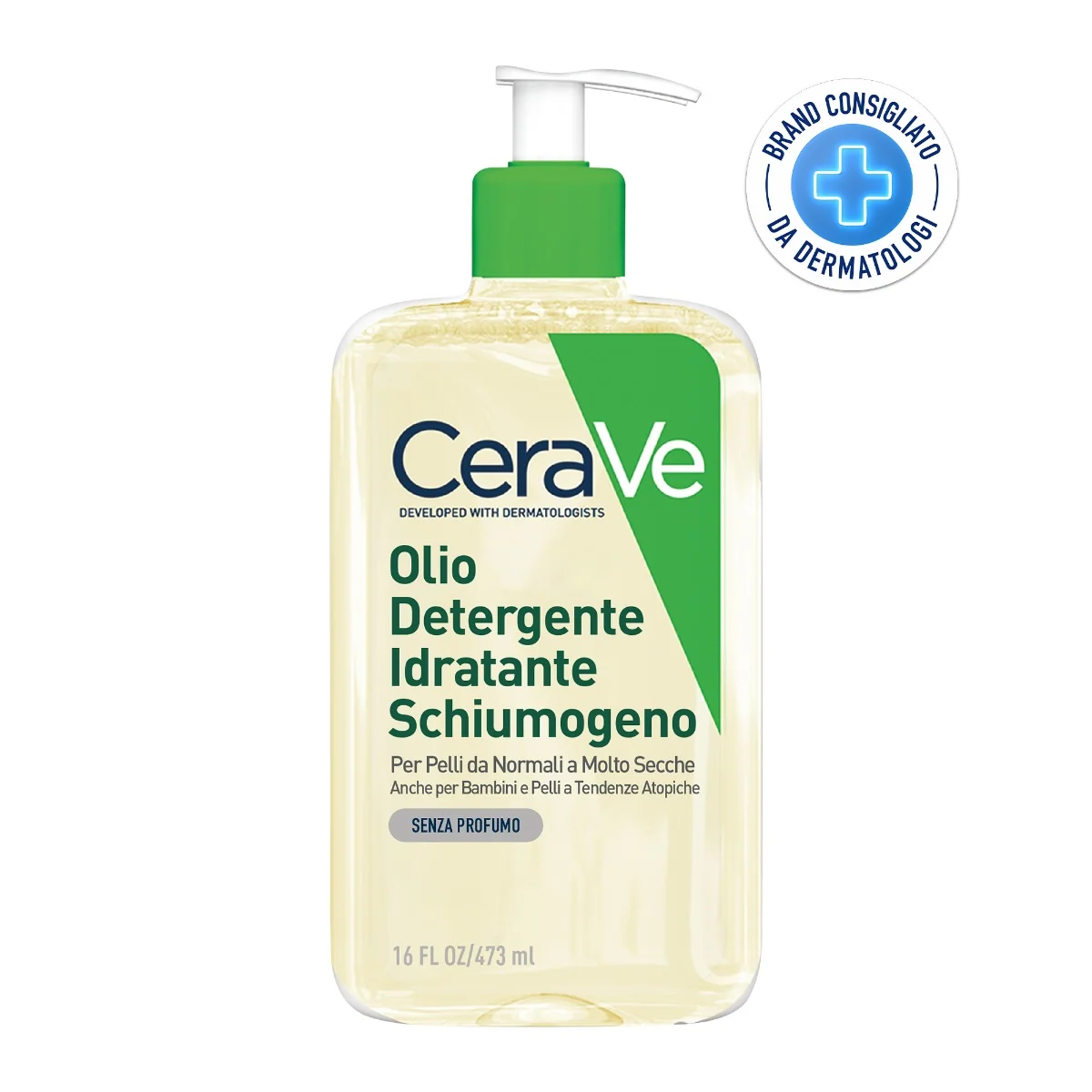 CeraVe Olio detergente idratante 473 ml Deterge, Idrata e Lenisce con 3 ceramidi Essenziali, Trigliceridi e Squalene