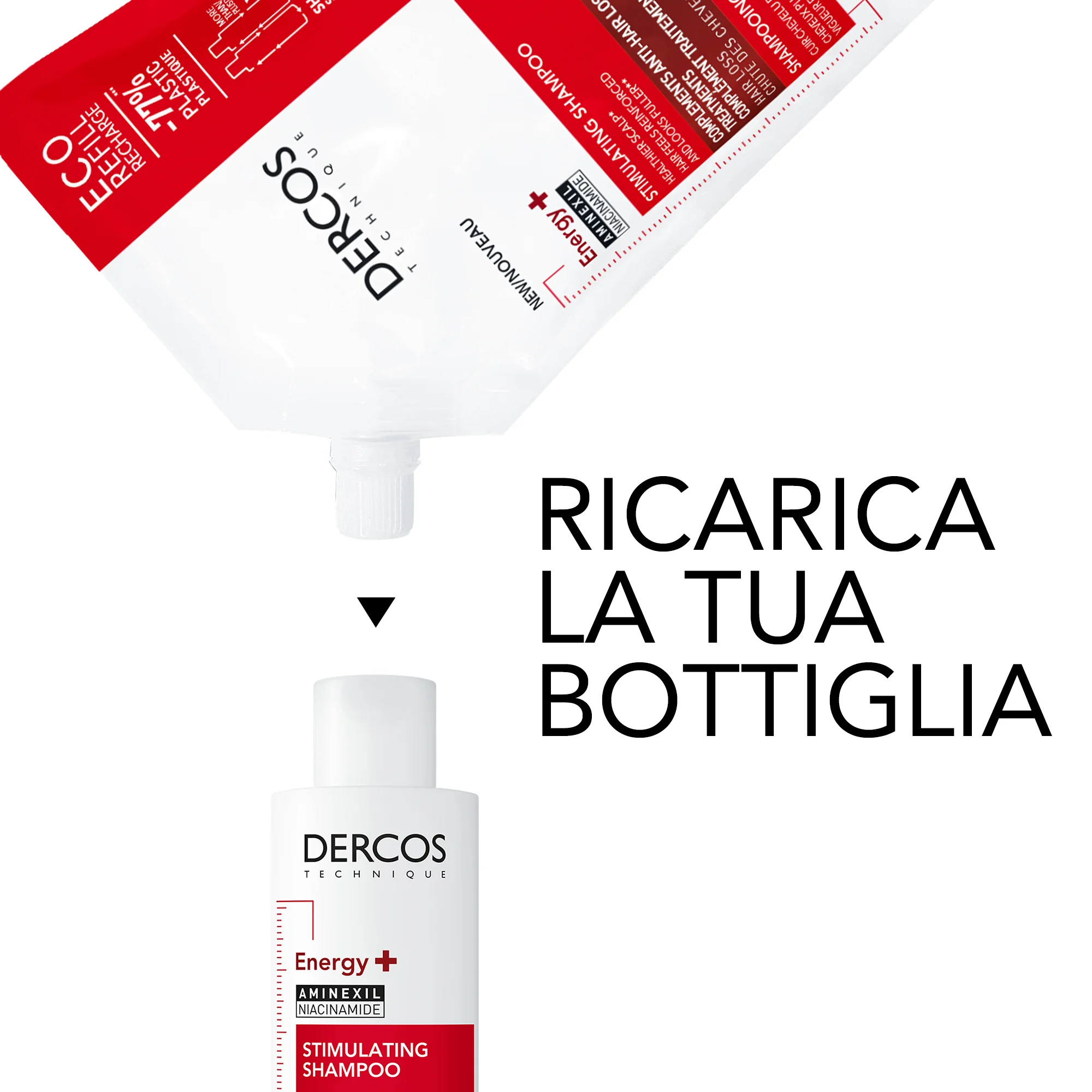 Vichy Dercos Shampoo Energy+ Eco-Ricarica 500 Ml Energizzante e rinforzante