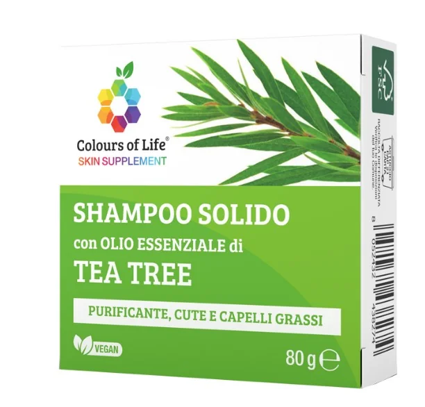 Shampoo Solido con Olio Tea Tree 80 Gr ad azione purificante, per capelli grassi