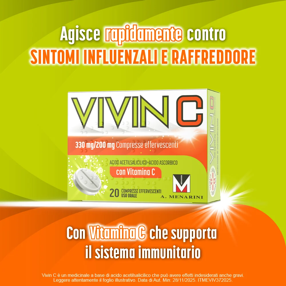 Vivin C 330 + 200 mg 20 Compresse Effervescenti Sintomi Influenzali