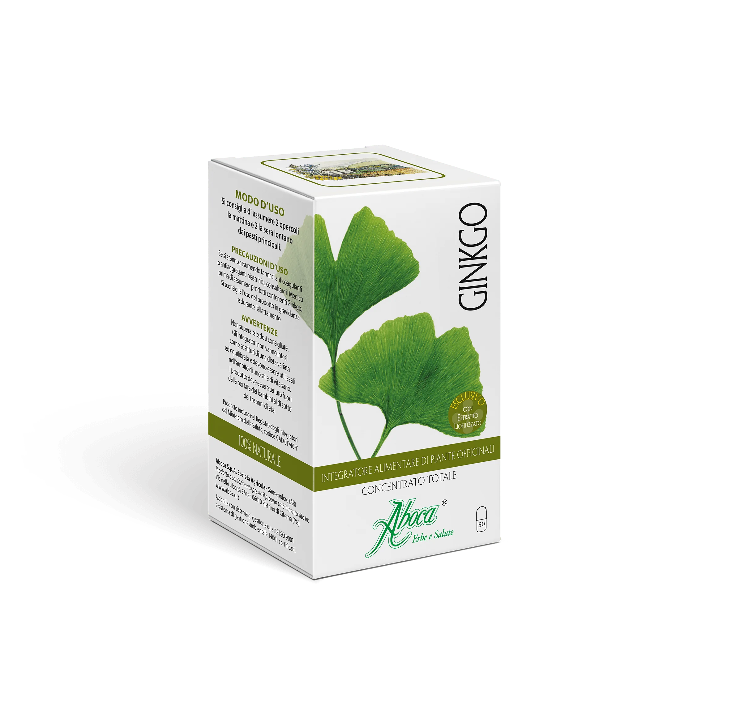 Aboca Ginkgo Concentrato Totale 50 Opercoli Integratore Memoria e Concentrazione