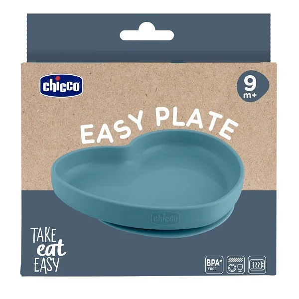 Chicco Piatto Cuore In Silicone Azzurro 9M+