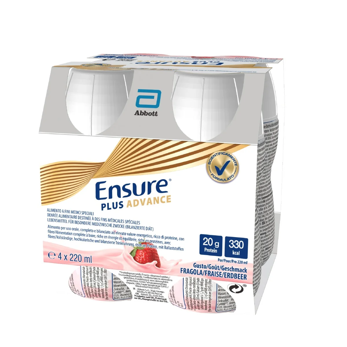 Abbott Ensure Plus Advance Fragola 4x220ml Supplemento Alimentare Proteico