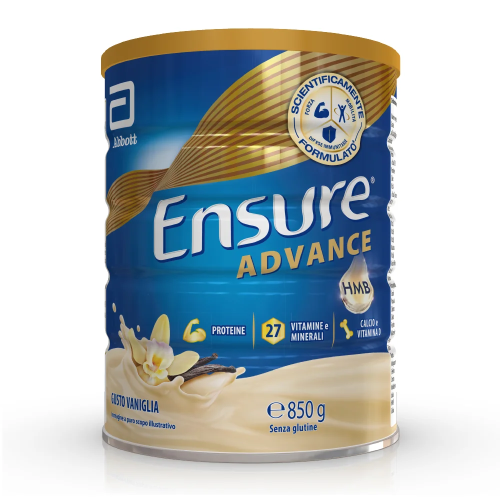 Ensure Advance 850 g Gusto Vaniglia Integratore Alimentare Proteico e Multivitaminico con HMB Formato Polvere