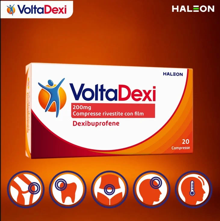 Voltadexi 200mg 20 Compresse Per Mal di Testa Dolori ai Denti, Mestruali, Muscolari, Febbre