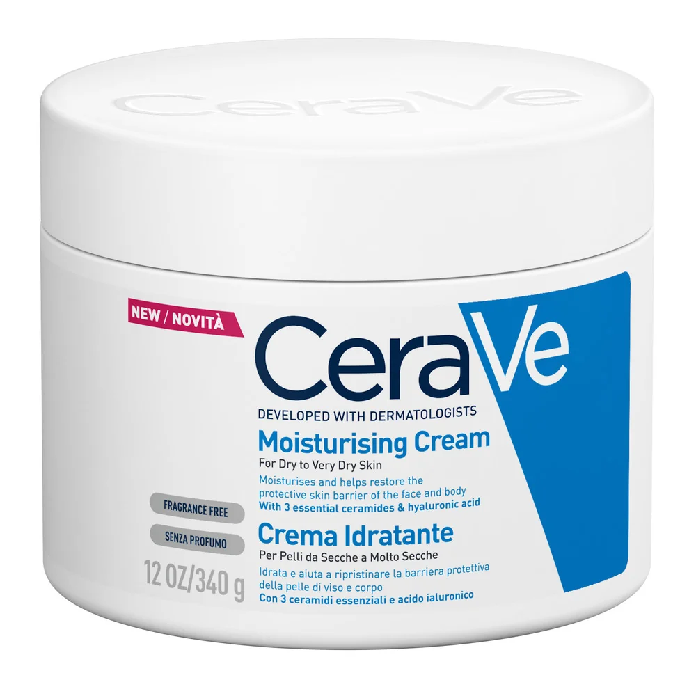 Cerave Crema Idratante 48h, 340 g Pelle Secca e Molto Secca