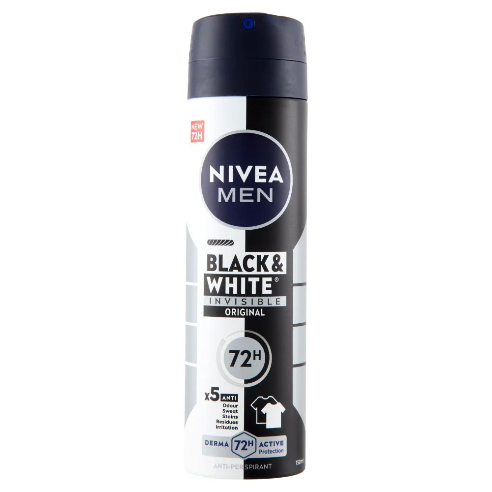 Nivea Deodorante Black & White Invisible Original Spray Anti-Aloni Per Tutti i Tipi di Pelle