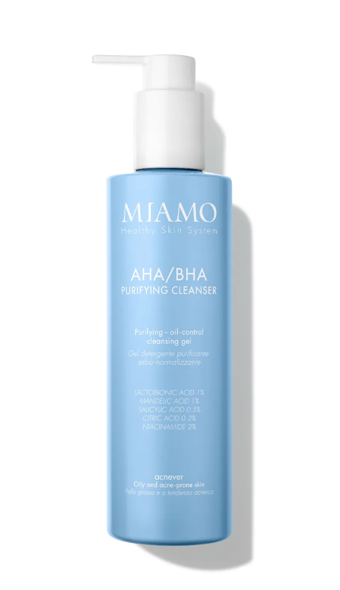 Miamo Acnever Aha/Bha Purifying Cleanser 250 ml Gel Viso Detergente Purificante Sebo-Normalizzante