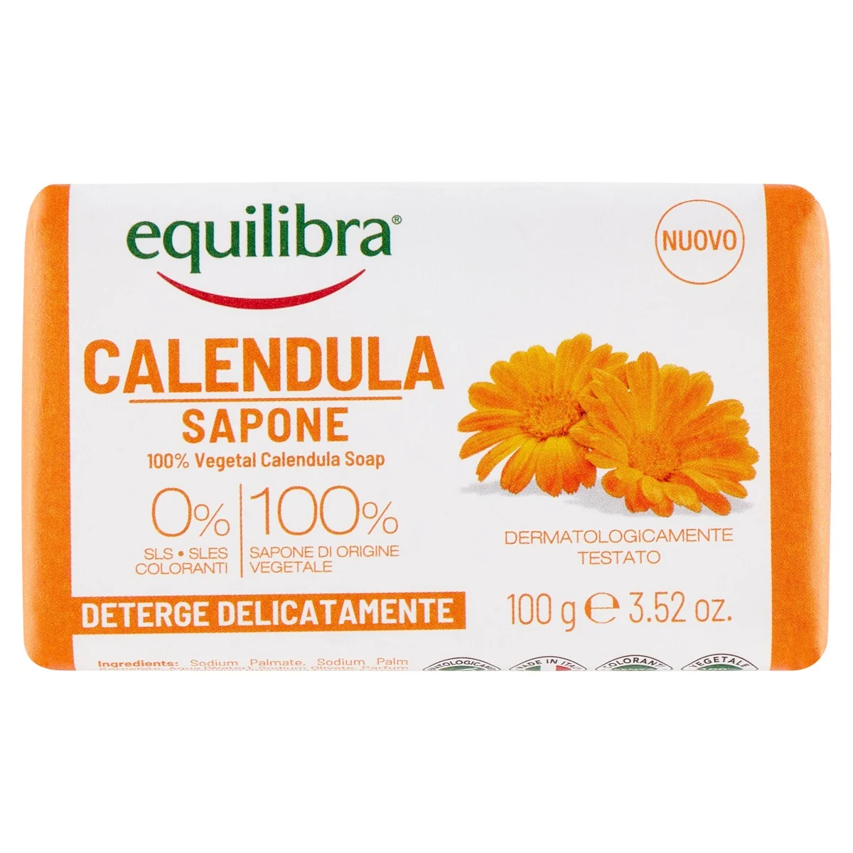 Equilibra Calendula Sapone Vegetale 100 g Dermatologicamente Testato