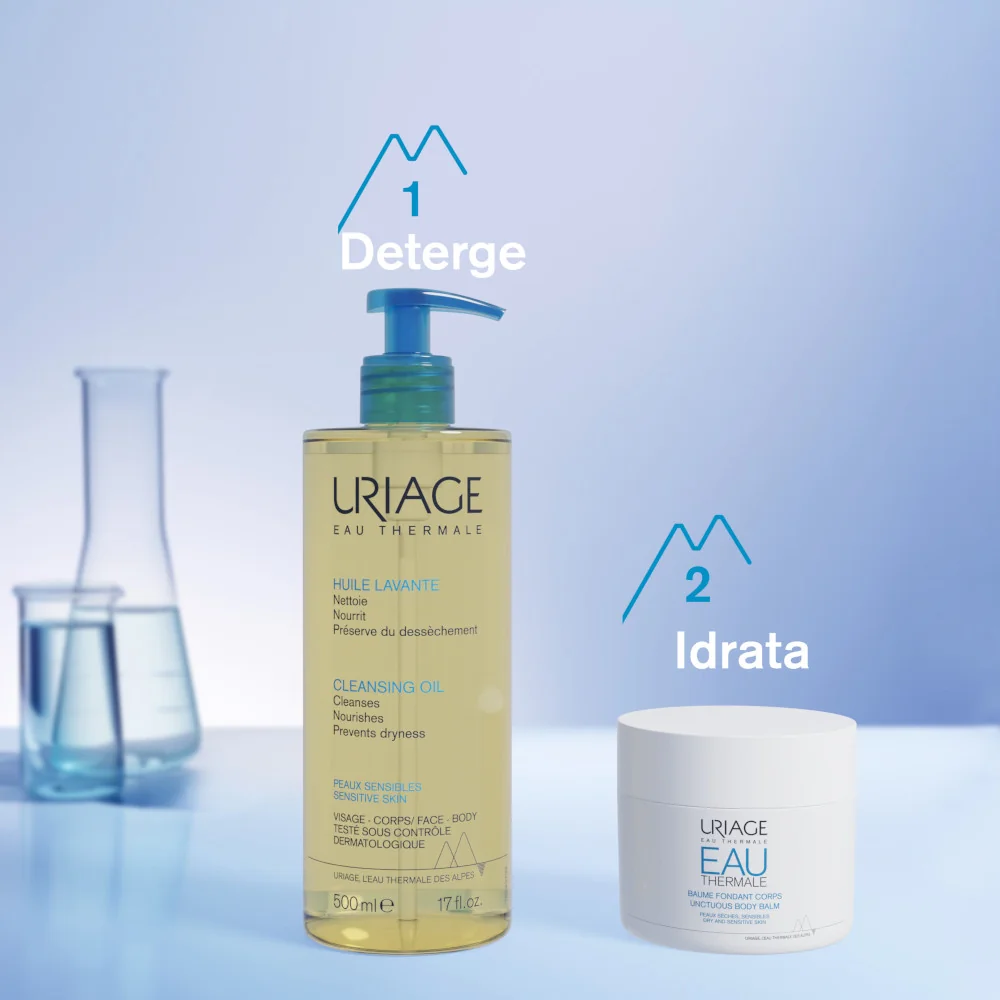 Uriage Eau Thermale Olio Detergente Lavante Viso e Corpo 1 litro Tutti i Tipi di Pelle