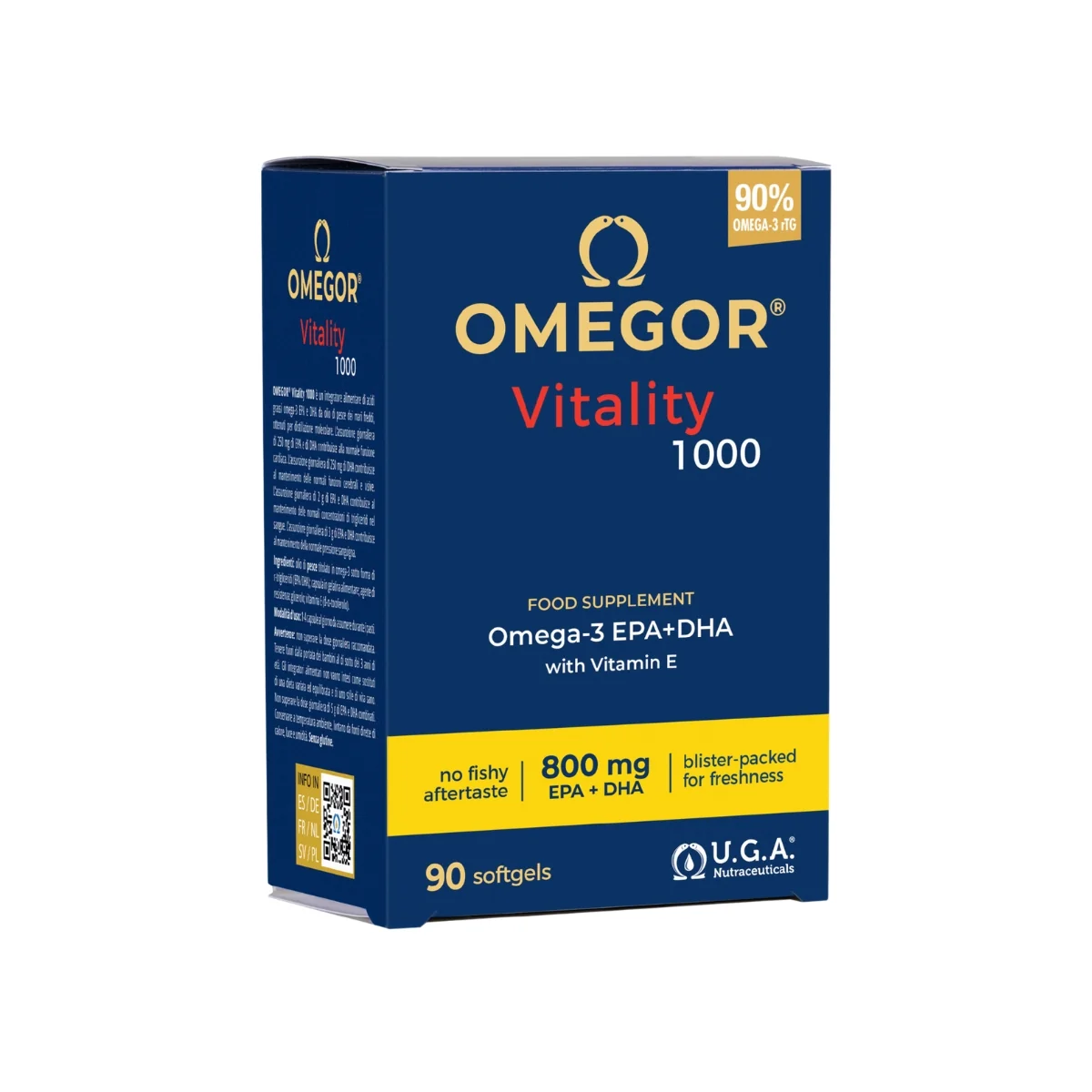 Omegor Vitality 1000 Integratore Omega3 EPA DHA 90 Capsule Molli Senza Glutine