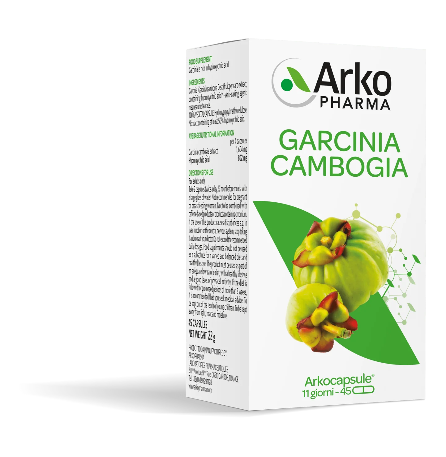 Arkopharma Garcinia Cambogia 45 Capsule Controllo del peso corporeo