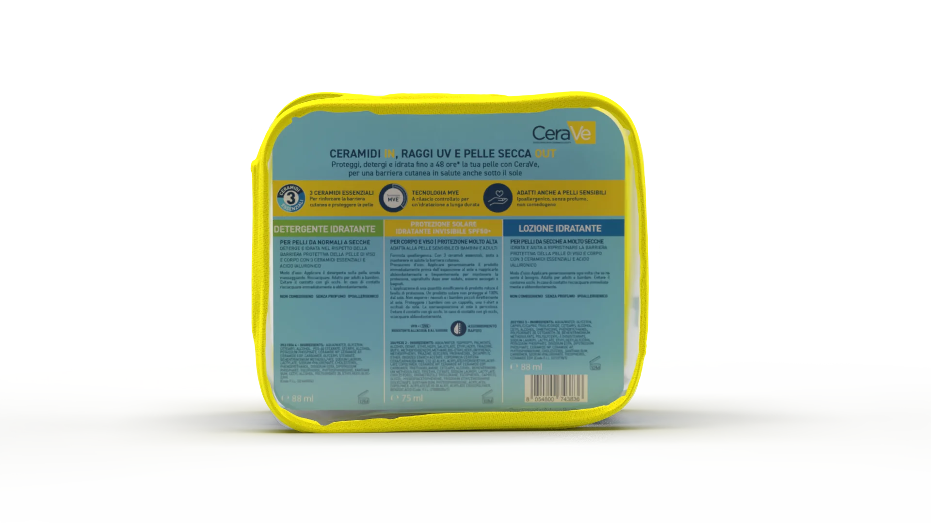 CeraVe Pochette Solare Det 3pz Pochette Solare per Pelli Da Normali a Secche