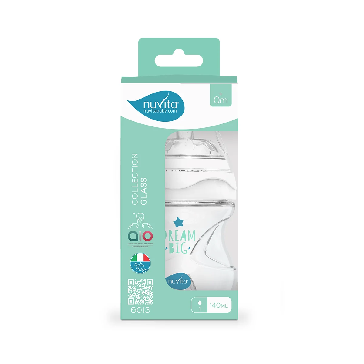 Nuvita Collection Glass Biberon Vetro Bianco 140 ml Con Valvola Riduci Coliche