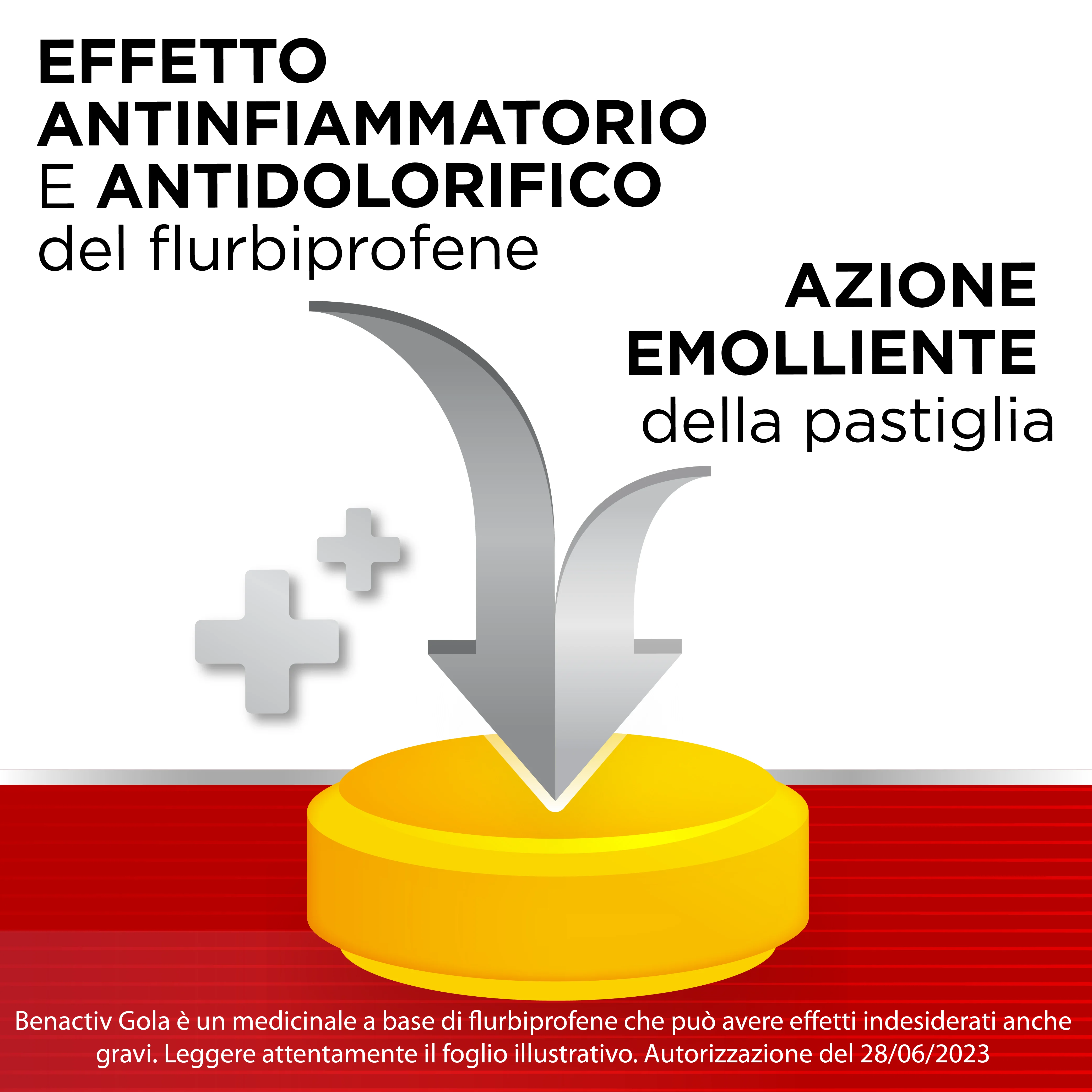 Benactiv Gola Pastiglie Limone e Miele Flurbiprofene 16 Pastiglie Flurbiprofene per Mal di gola