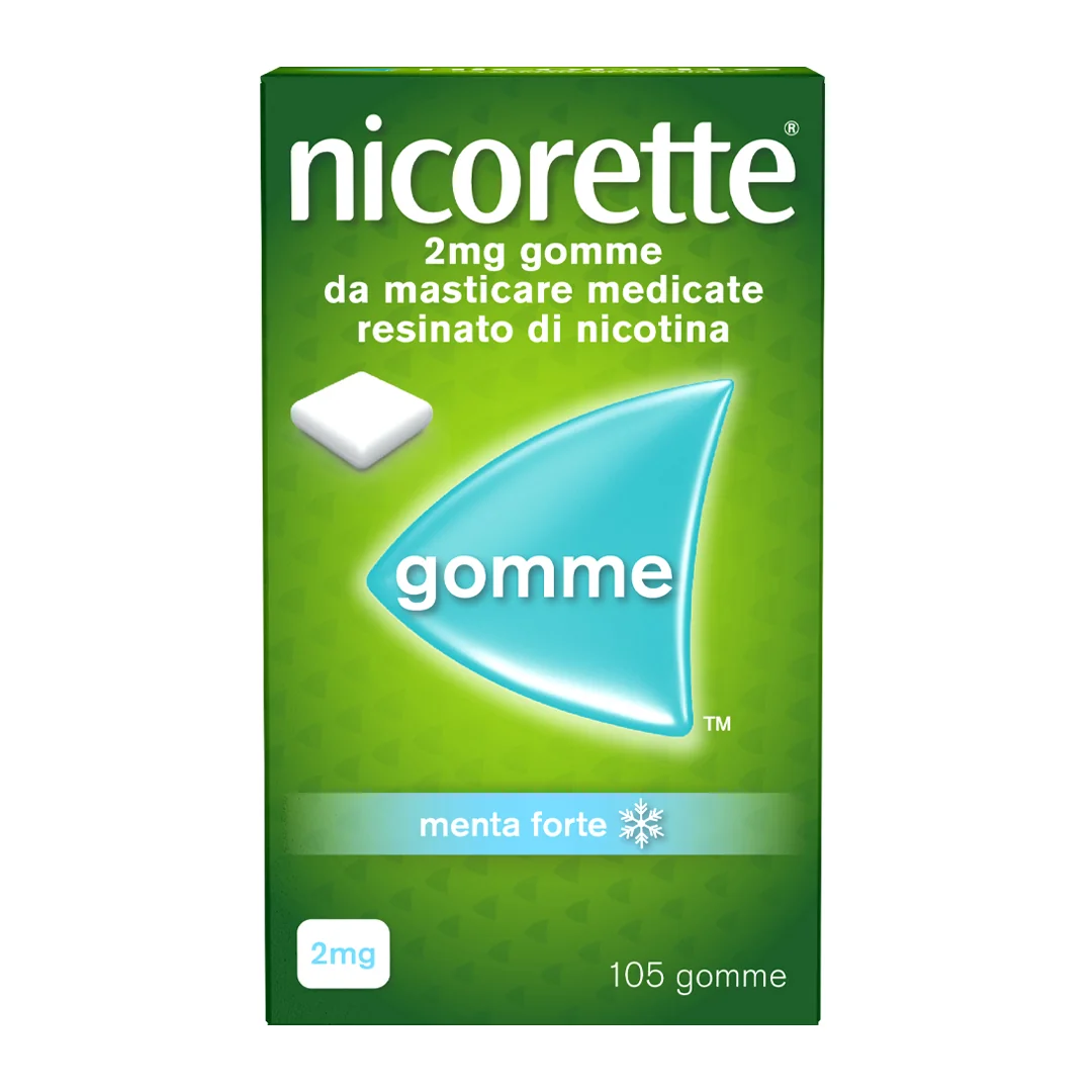 Nicorette 2 mg Gusto Menta Forte 105 Gomme Masticabili Per Smettere di Fumare