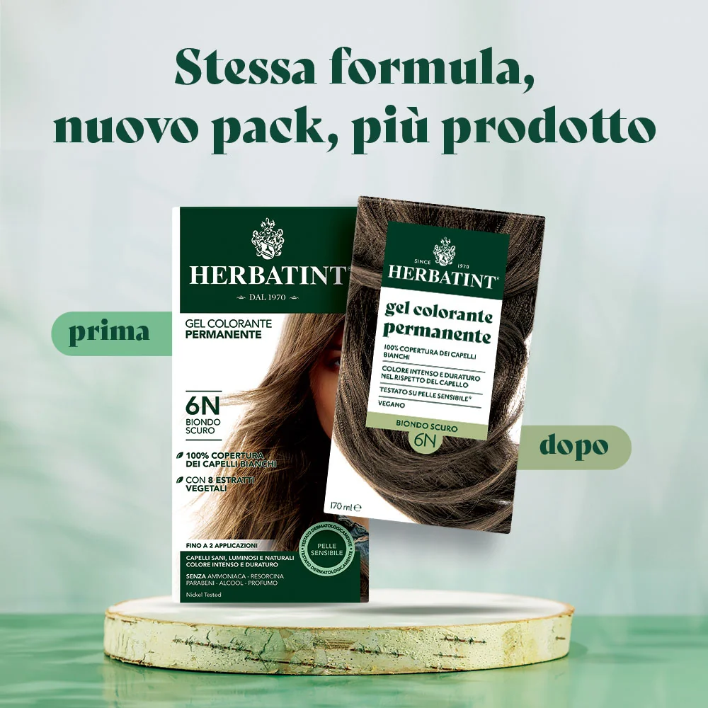 Herbatint Gel Colorante Permanente 6N Biondo Scuro 170 Ml Colore Intenso e Duraturo