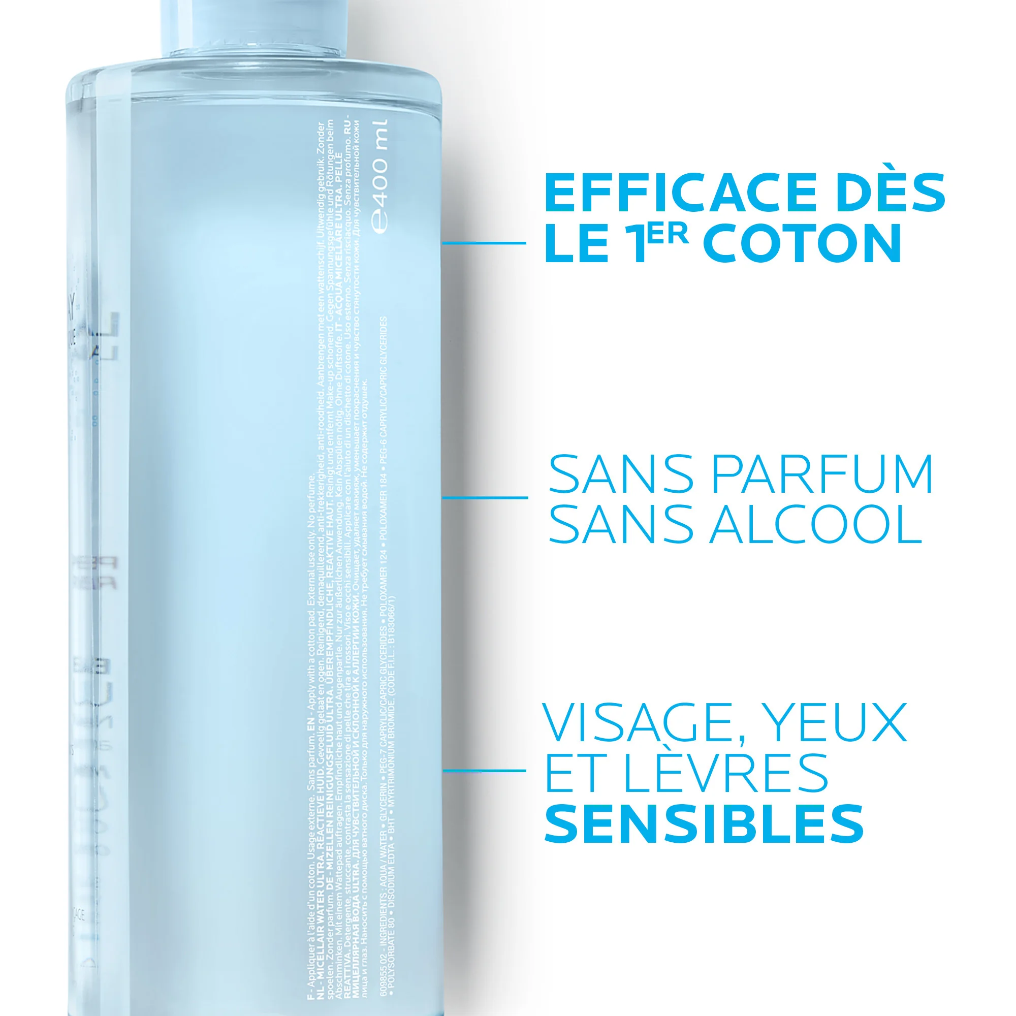 La Roche Posay Toleriane Acqua Micellare Pelle Reattiva 400 Ml Detergente e struccante