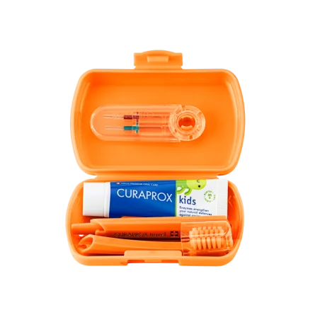 Curaprox Travel Set Kids Arancione Denti Puliti e Sani