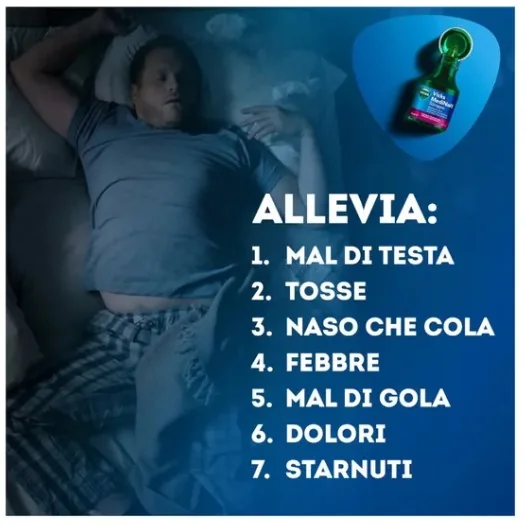 Vicks MediNait Sciroppo 180 ml Contro i Sintomi di Influenza Raffreddore Febbre e Tosse