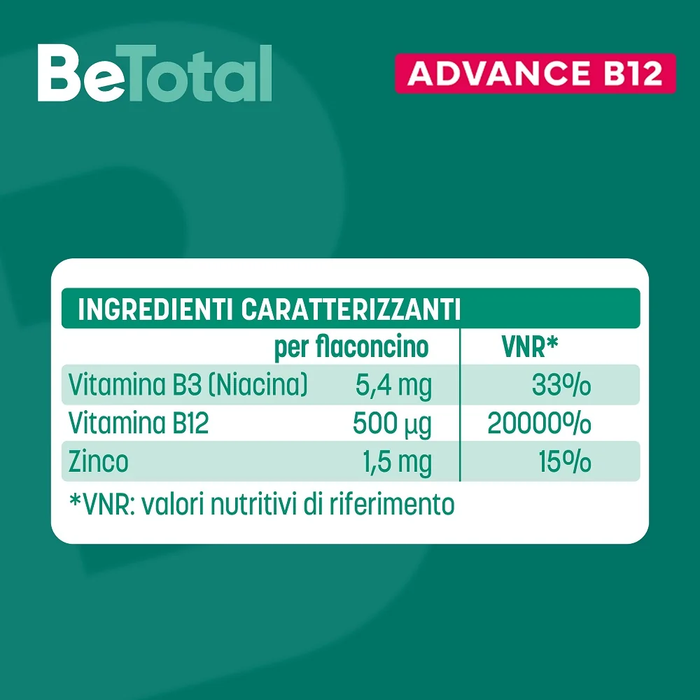 Betotal Advance B12 30 Flaconcini Integratore Alimentare Vitamina B12 Vitamina B Zinco