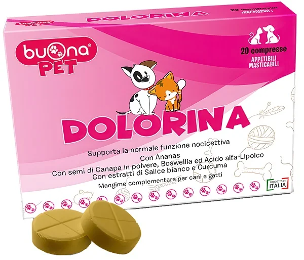 Buona Pet Dolorina 20Cps Masticabili Nuova Formula Supporta la Funzione Nocicettiva
