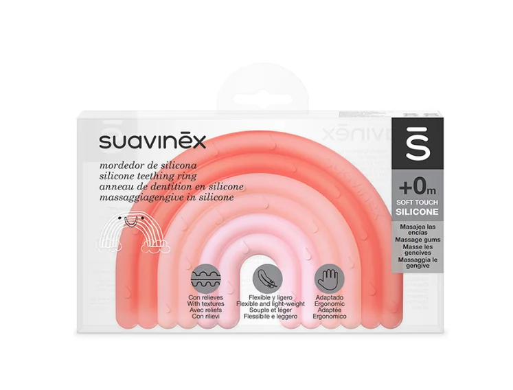 Suavinex Anello Dentizione Step 1 +0 Mesi Arcobaleno Rosa Massaggiagengive