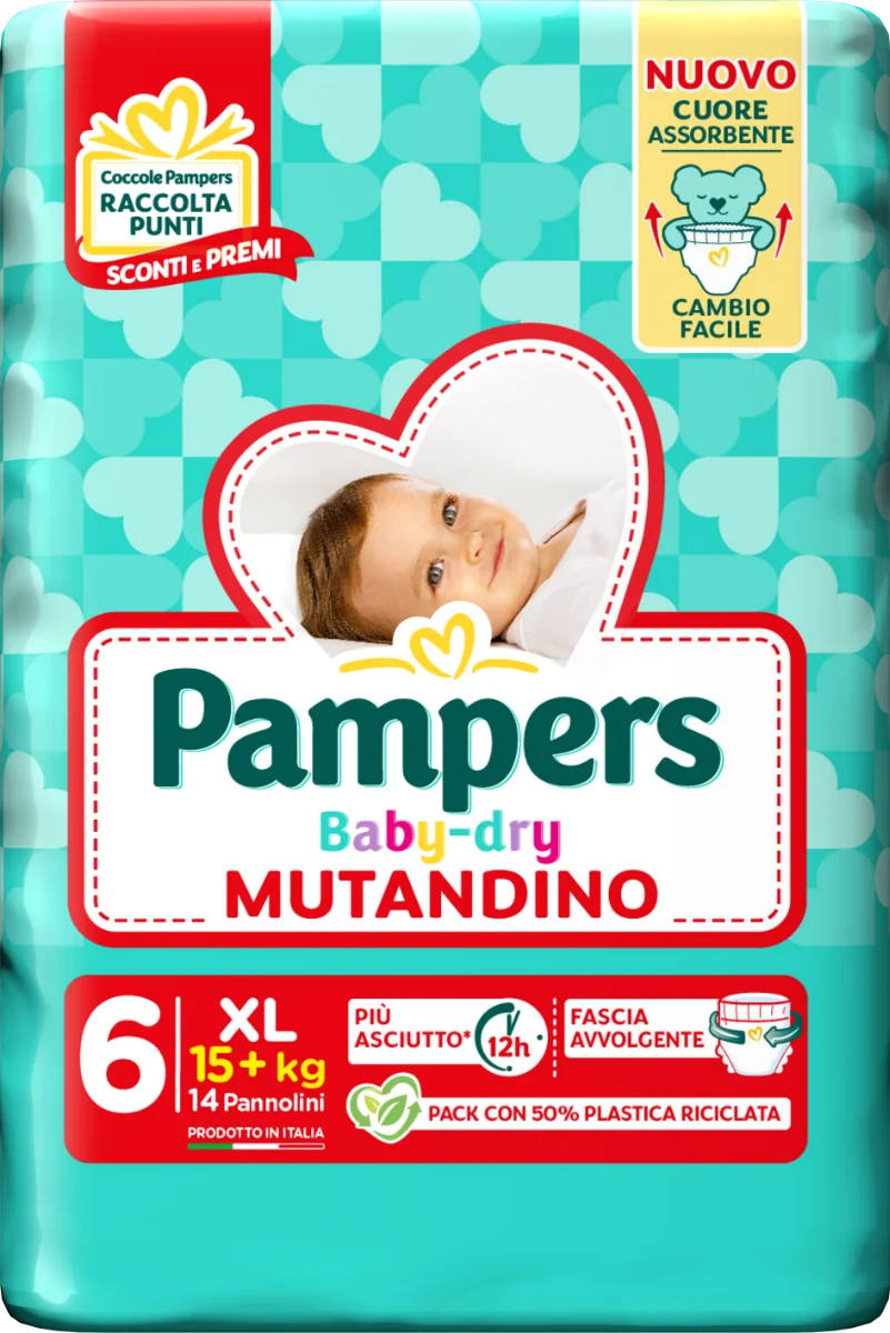 Pampers Baby Dry Pannolino Mutandina Xl Small Pack 14 Pezzi Taglia 6 (15+ kg)