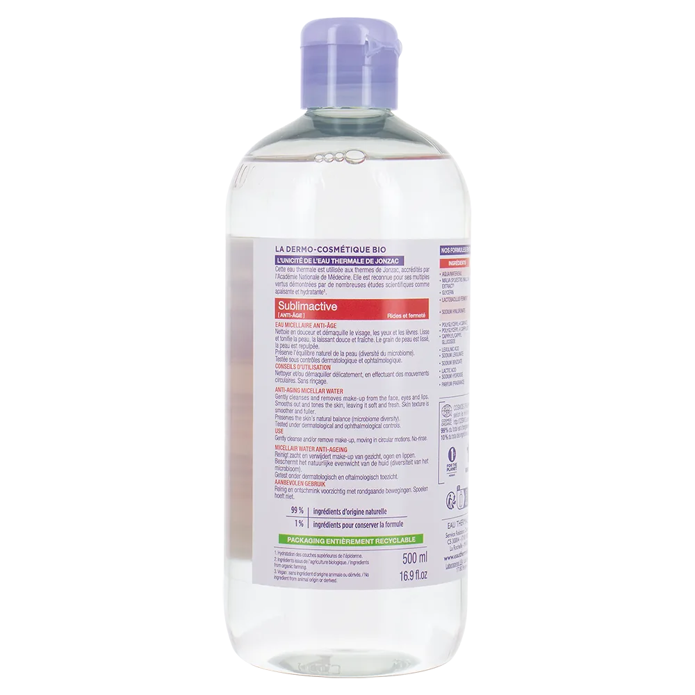 Jonzac Acqua Micellare Anti Eta' Sublimactive 500 Ml Tutti i Tipi di Pelle
