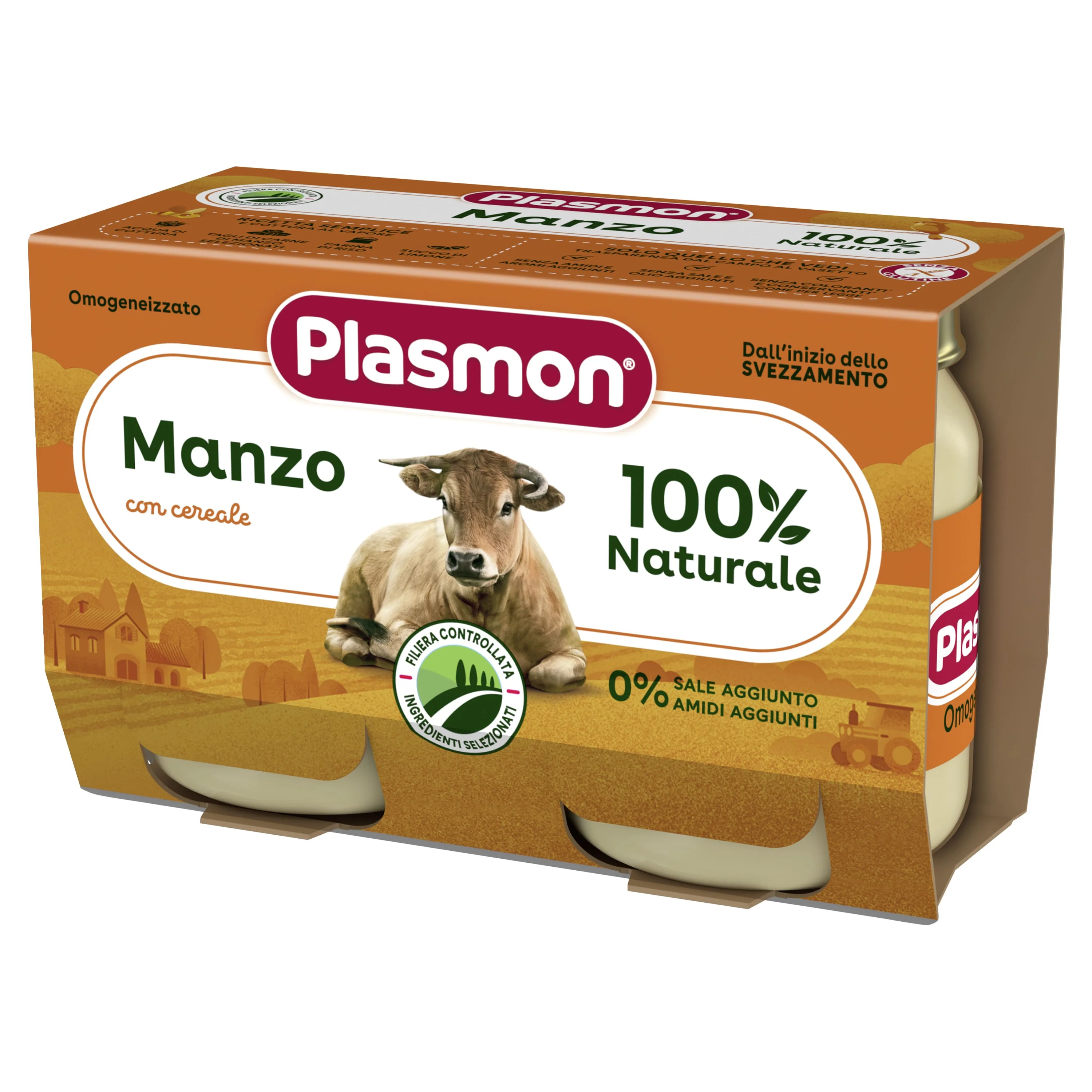 Plasmon Omogeneizzato Manzo 2 Vasetti Da 120 G Senza Sale Aggiunto