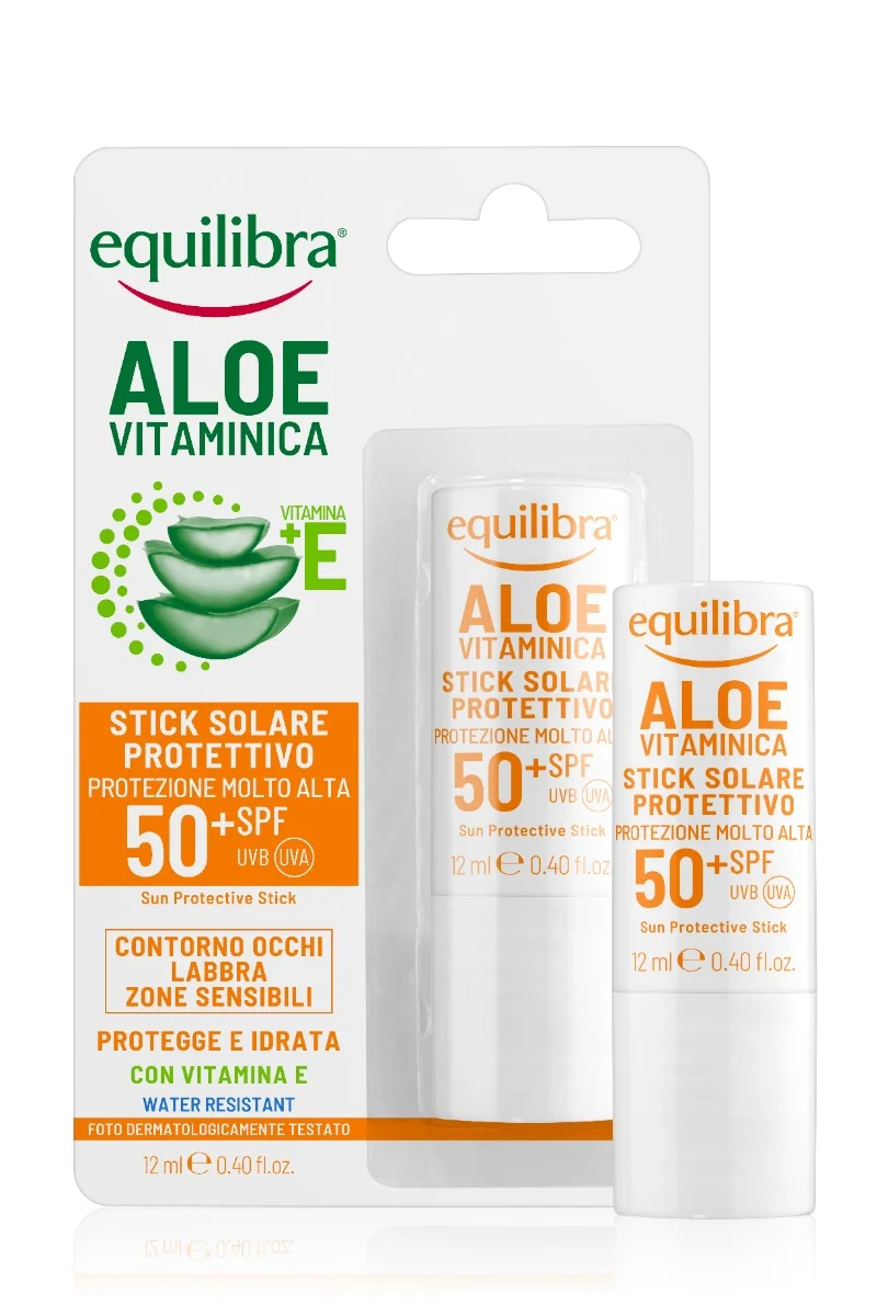 Equilibra Aloe Vitaminica Stick Solare Protettivo SPF50+ 12 ml Zone Sensibili