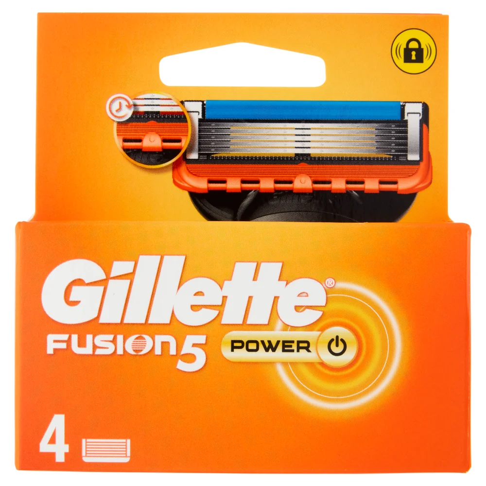 Gillette Lame Fusion5 Pwr 4 Pz Lame di Ricambio per Rasoi da Barba