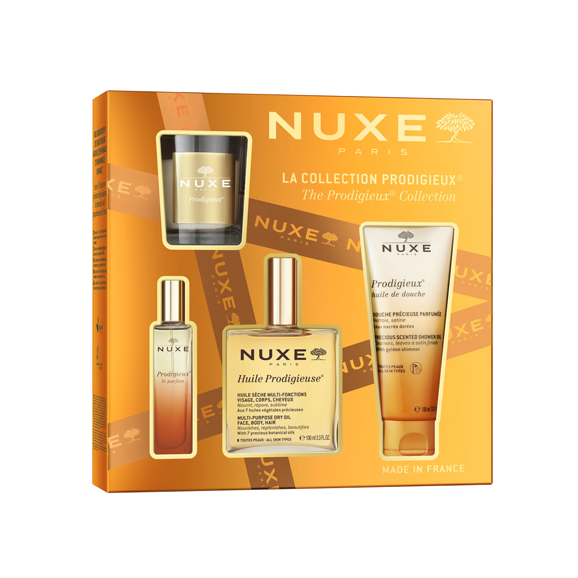 Nuxe Coffret Huile Prodigieuse 2025 Huile Prodigieuse® Classico 100 ml + Prodigieux Le Parfum 15ml + Prodigieux Olio Doccia 100ml + Candela per ambienti Prodigieux® 60 gr