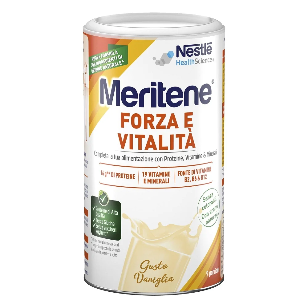 Meritene Forza e Vitalità  Polvere Vaniglia Integratore Proteico 270 g Gusto Vaniglia