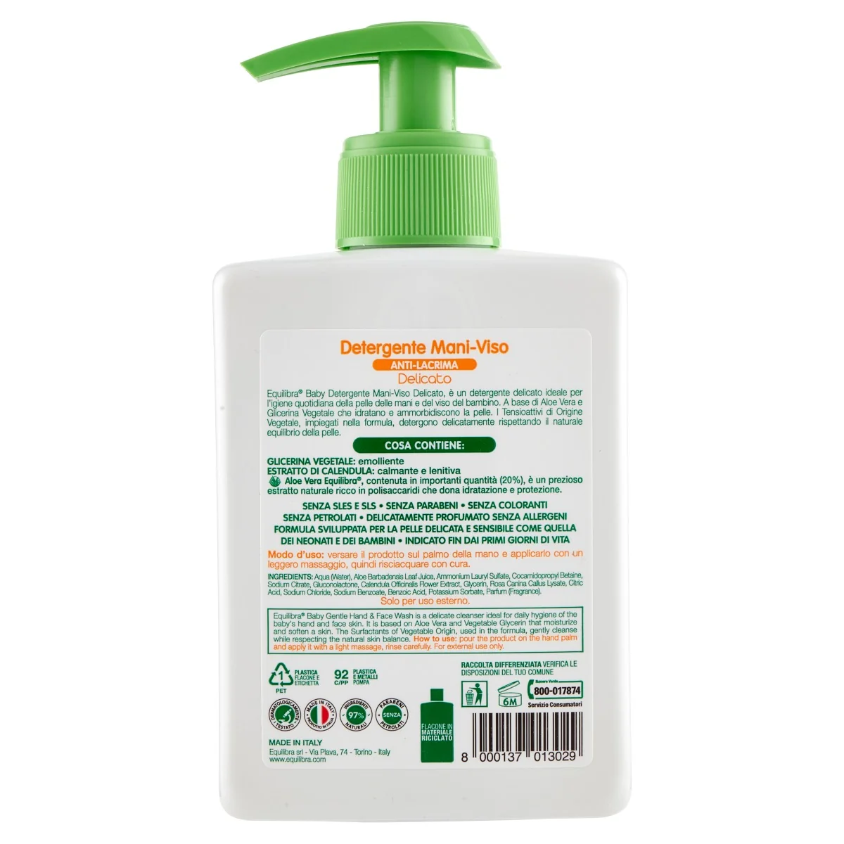Equilibra Detergente Mani/Viso Del Baby 250 Ml Anti-Lacrima