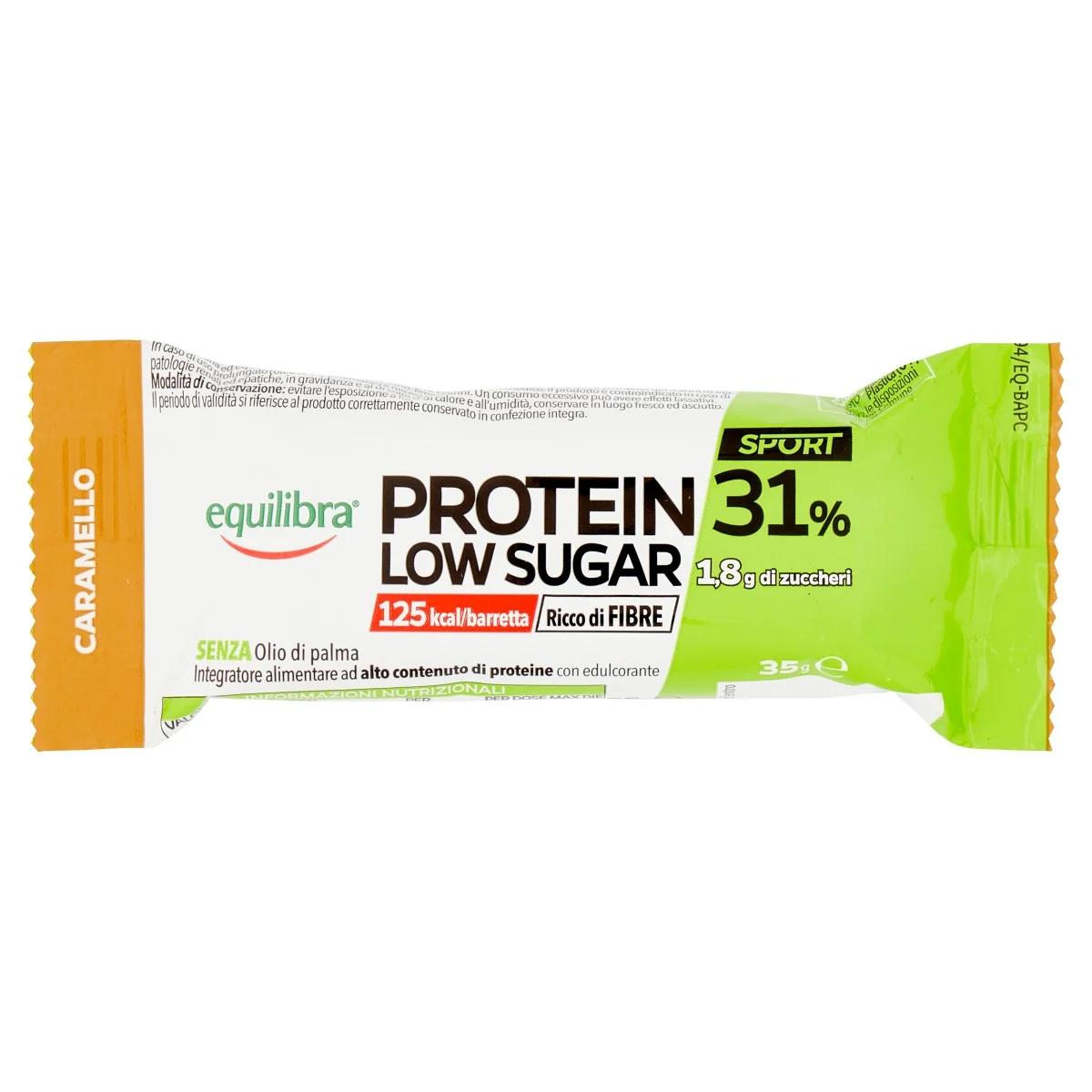 Equilibra Protein 31% Low Sugar Caramello 35 g Snack ad Alto Contenuto Proteico