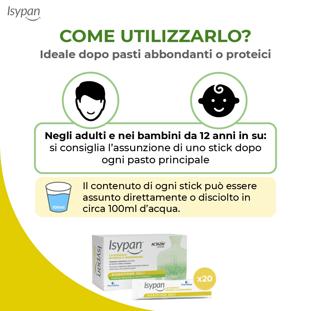Isypan Digestione Fast 20 Bustine Orosolubili Integratore per Digestione