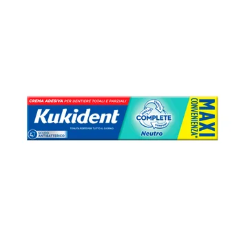 Kukident Complete Neutro Aroma Neutro 65 g Crema Adesiva Per Dentiere Totali e Parziali