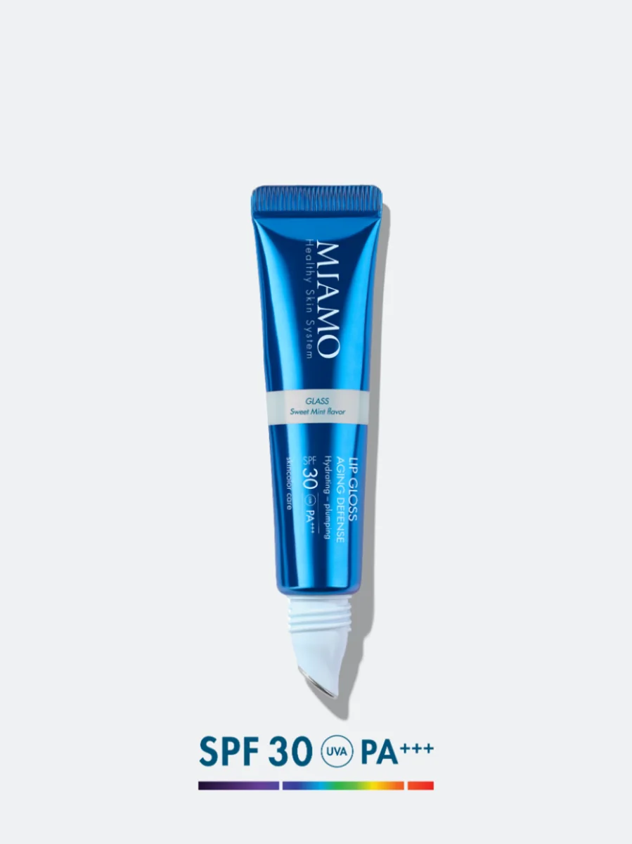 Miamo Skincolor Care Lip Gloss Aging Defense Spf 30+ Glass Sweet Mint Flavor 15 Ml