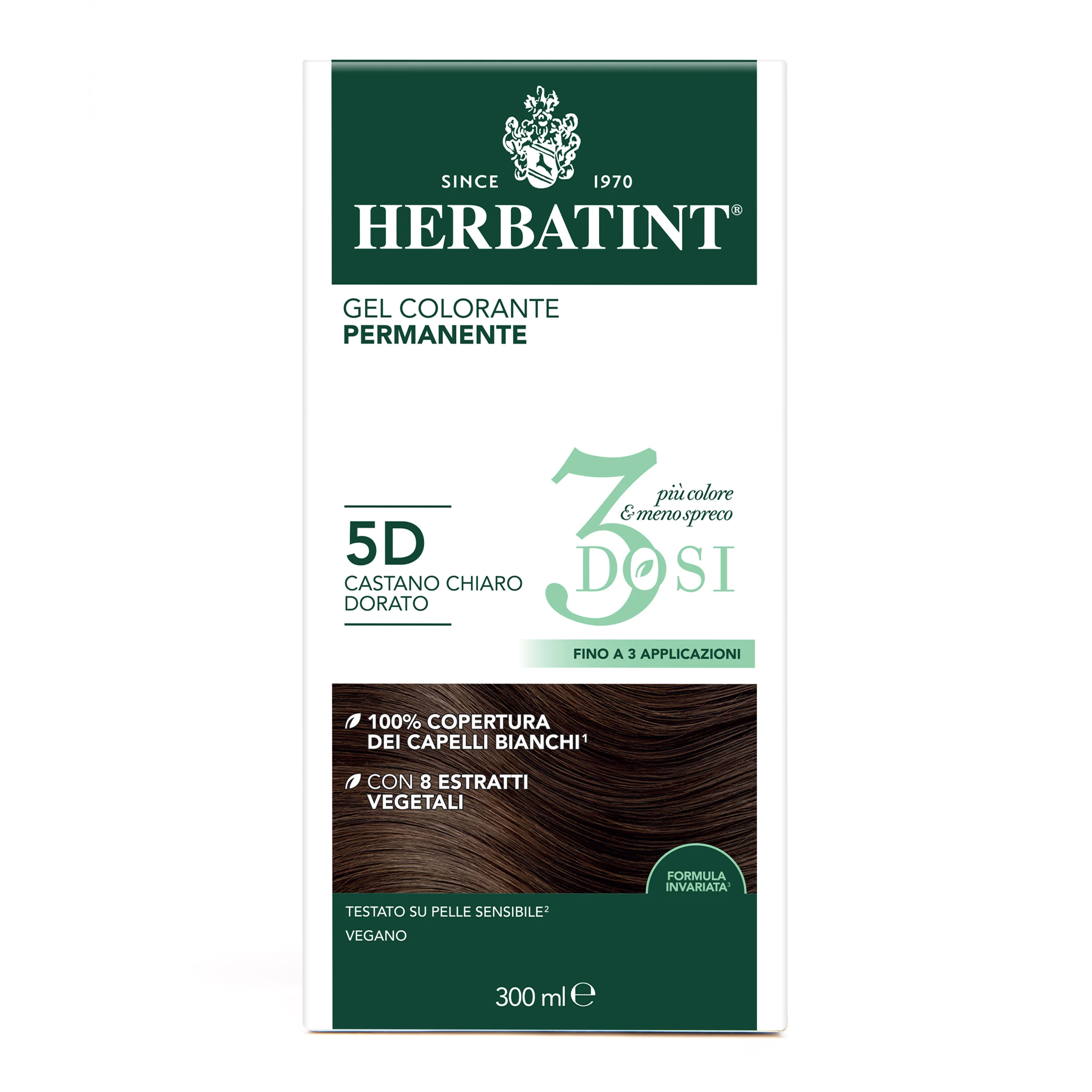 Herbatint Tintura Capelli Gel Permanente 3Dosi 5D Castano Chiaro Dorato 300 ml