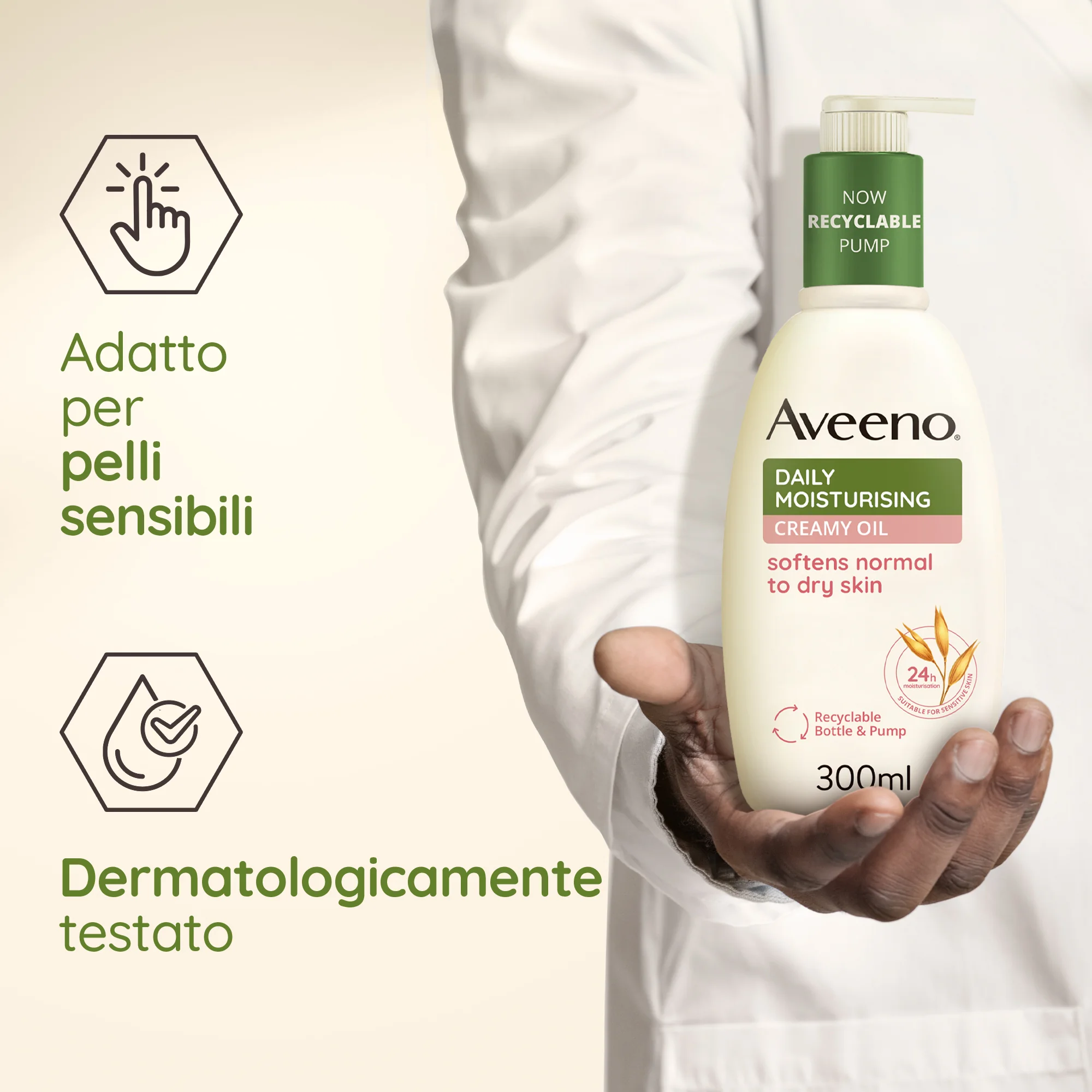 Aveeno Daily Moisturizing Crema Olio 300 ml Olio-crema idratante per pelli da normali a secche