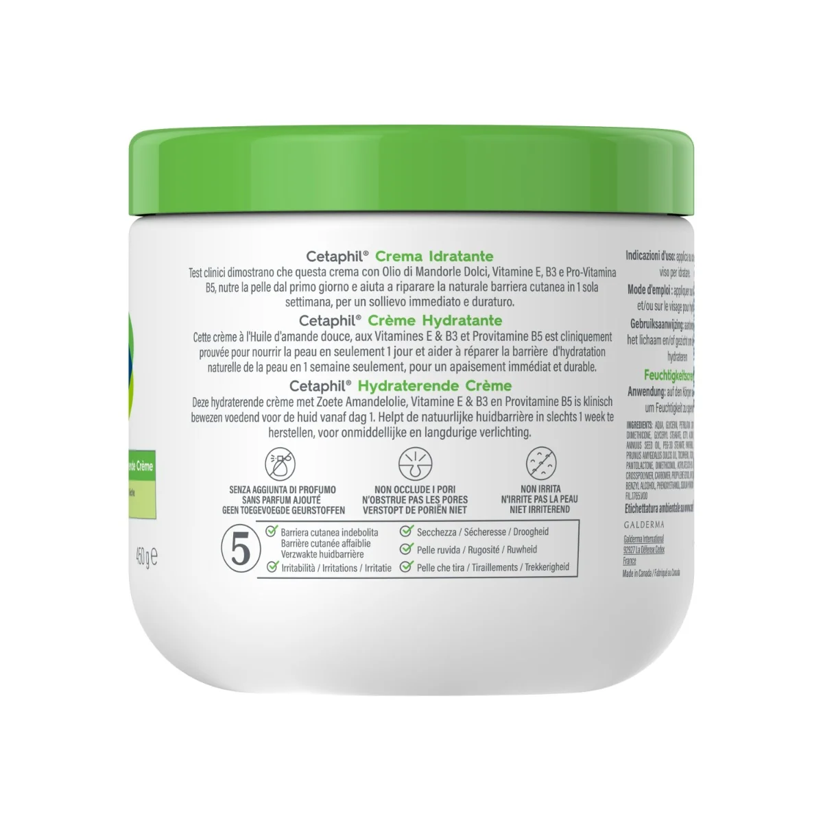 Cetaphil Crema Idratante 450 g Pelle Secca Viso e Corpo
